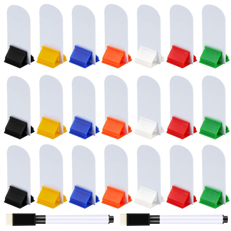 Meetory 45 Pieces Blank Game Board Markers and 35 Pieces Game Card Stands with 2 Pcs Black Marker Pens, Plastic Token Cards with 7 Multi-Color Card Stands for DIY Board Game Party Favor - Image 1